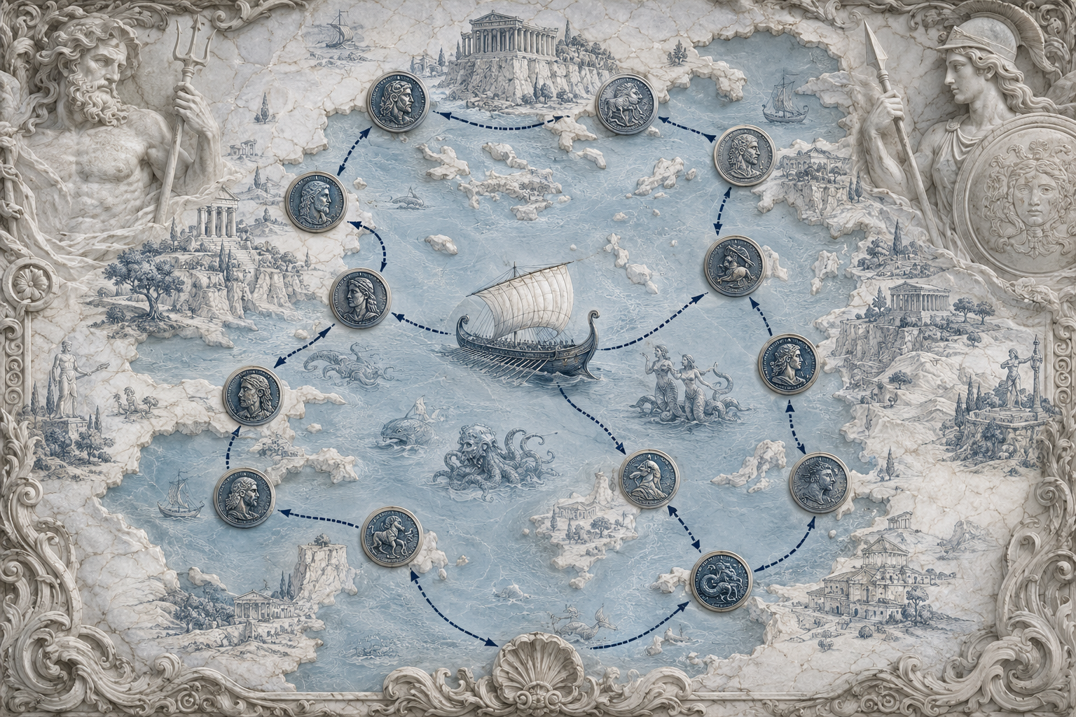 The fourteen shores of the Aegean world